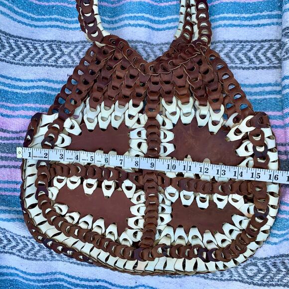 VINTAGE 70's HUGE LEATHER LINKS BAG IN AMAZING CONDITION - Picture 1 of 4